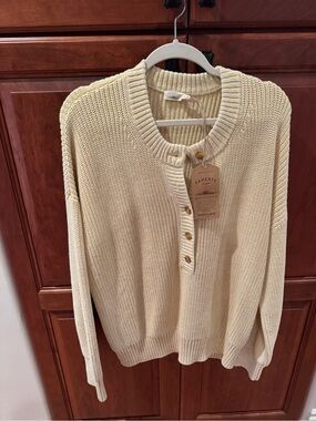 Faherty Soft Cream Button-Front Knit Henley